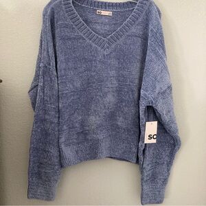 NWT SO Blue Chenille Soft Cozy Cropped Sweater